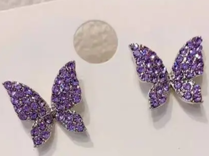 Precious Butterfly Purple Stud Earings
