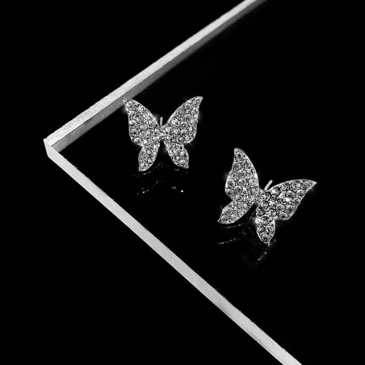 Precious Butterfly Clear Stud Earings